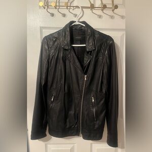 Danier Black Genuine Leather Moto Jacket | Size xs (UK8–10) | Classic Zip